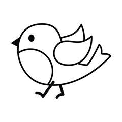 Line art illustration of a small bird with curved wings. line icon editable stroke