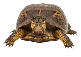Close up of a box turtle facing forward transparent background cutout png