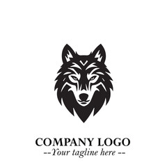 Fierce Head of Wolf Logo Symbol in Black on White Background with Bold Minimalist Modern Design