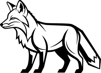 Obraz premium beautiful fox vintage sketch, black and white 