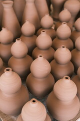 Clay embryos and molds at a ceramic studio in Jingdezhen, Jiangxi, China
