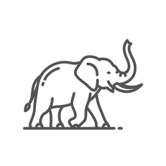 Obraz premium Line Art Elephant Walking with Trunk Raised Illustration