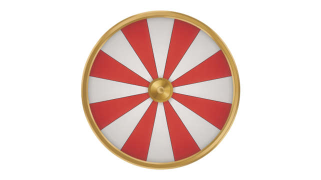 Ancient roman oval shield with red and white radial pattern and golden boss isolated on transparent background