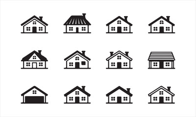 Fototapeta premium Collection of house icons isolated on white background for real estate concept