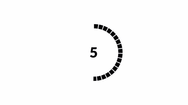 Abstract Number 0 to 10 with Segmented Circular Arc Design Minimalist Countdown Number 5 with Block Arc Pattern Modern Number 5 with full Circle Dotted Line on White Background loading 0 to 10 progres
