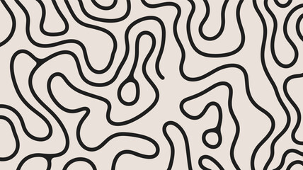 Abstract Black Organic Lines on a Light Beige Background Seamless Pattern Keywords: abstract, background, pattern, organic, lines, black, beige