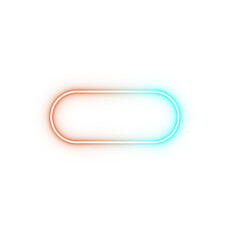 Glowing red and cyan neon oval shape with light streak gradient on black background PNG