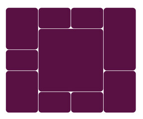 Vector art of abstract purple grid layout with nine rectangular blocks in symmetrical arrangement