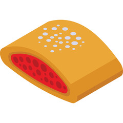 Golden Brown Pastry Filled With Bright Red Jelly And Topped With Small White Sugar Crystals Isolated On A Transparent Background With Soft Light