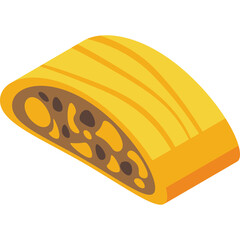 Golden Brown Pastry Slice With Visible Filling Of Nuts and Dried Fruits On A Transparent Background A Delicious Baked Treat