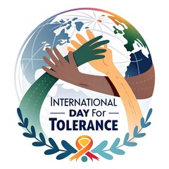 international day for tolerance poster design, tolerance awareness day illustration, peace unity tolerance concept art, world tolerance day celebration banner, equality and respect tolerance