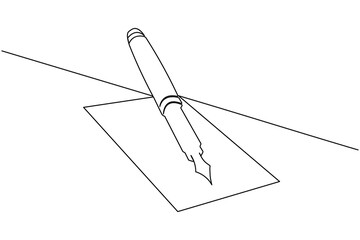 Minimalistic pen icon drawing a line vector illustration for office and writing theme
