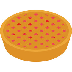 Golden Baked Fruit Pie with Diamond Lattice Crust and Red Filling on a Transparent Background