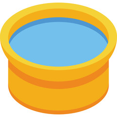 Golden Bowl Filled With Clear Blue Water Reflecting Light With Subtle Stripes In A Vintage 57-70 Aesthetic And A Transparent Background