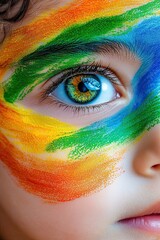 Child's Face Painted with Indian Flag Colors