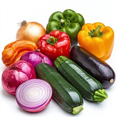Colorful Vegetables on White Background