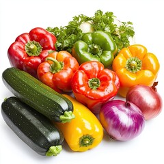 Colorful Assortment of Vegetables on White Background