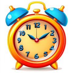 Adorable Cartoon Alarm Clock on White Background