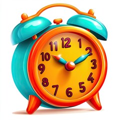 Adorable Cartoon Alarm Clock on White Background