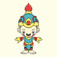 Cute fire soldier cartoon character illustration