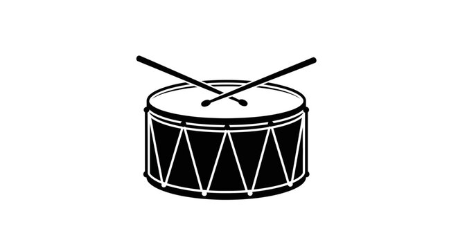 A snare drum with drumsticks is ready to be played.