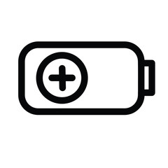 Battery charging icon simple line vector illustration for user interface design isolated on white background
