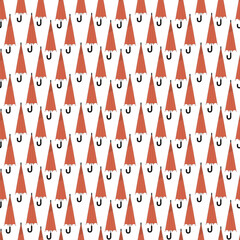 Modern umbrella grid seamless pattern with pointed canopies, rhythmic spacing for decor