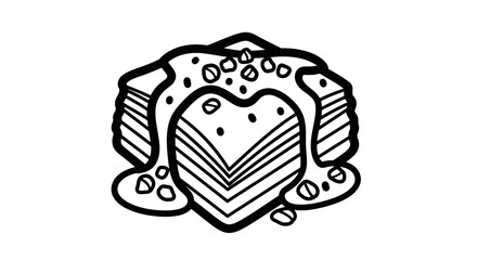 Delicious layered dessert with sweet sauce and decorative toppings.