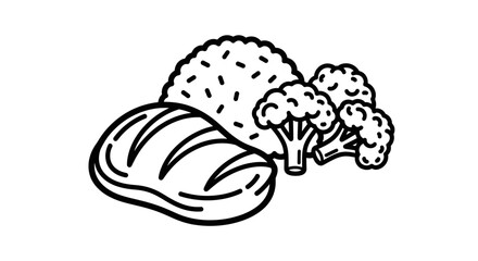 Healthy meal with grilled meat rice and broccoli a balanced diet.