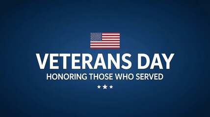 Veterans Day text with American flag and stars on a blue background united states holiday