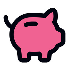 Piggy Bank Filled Line Icon Vector, Modern Business and Finance Outline Style with Bold Fill