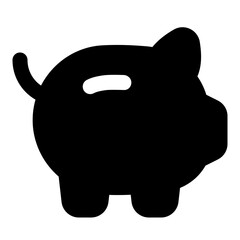 Piggy Bank Glyph Icon Vector, Solid Style for Business and Finance Concept