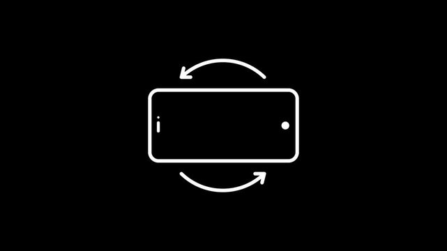 Phone rotate animation. Rotate your phone icon animation. black background with alpha channel