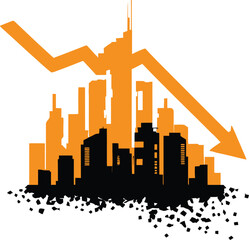 Cityscape financial crisis economic recession market crash stock decline business failure