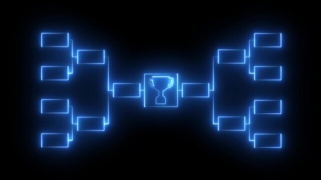 glowing neon team Tournament bracket templates icon isolated on black background. Championship bracket schedule for football, basketball, baseball or tennis. neon bracket tournament structure.