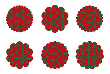 クリスマスカラーの麻の葉模様のお花モチーフ