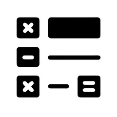 Vector art of calculator icon silhouette featuring addition, subtraction, multiplication, and division symbols, representing mathematical operations and calculations