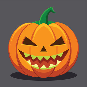 Scary jack o lantern halloween pumpkin vector illustration for spooky seasonal decorations and celebrations silhouette
