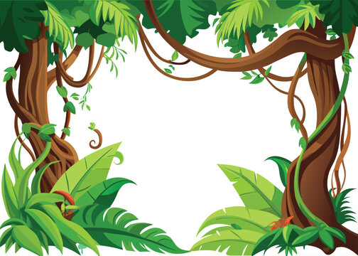 Jungle frame vector illustration lush tropical rainforest vines and foliage scalable eps graphic silhouette