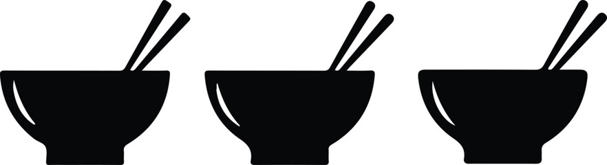 3 black bowl icon set vector design 