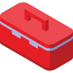 Red Toolbox with Handle Isolated on Transparent Background Representing Tools and Repairs