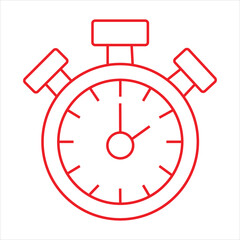 Red line art stopwatch icon on white background with transparent background Keywords: stopwatch