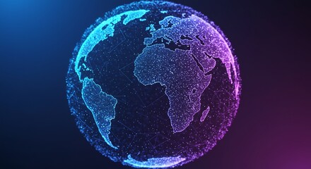 A digital glowing globe of Earth against a black background with connected points