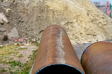 Construction.Round metal steel pipe for sewerage, water transmission
