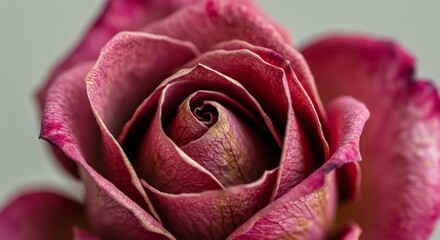 A closeup of a deepred flower petal with a hole The petals edges are dark and dry