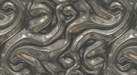 A seamless glossy swirling metal texture with light reflections folds and subtle color variations