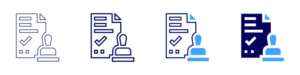 Approval cycle icon in 4 different styles. Thin Line, Line, Bold Line, Duotone. Duotone style. Editable stroke