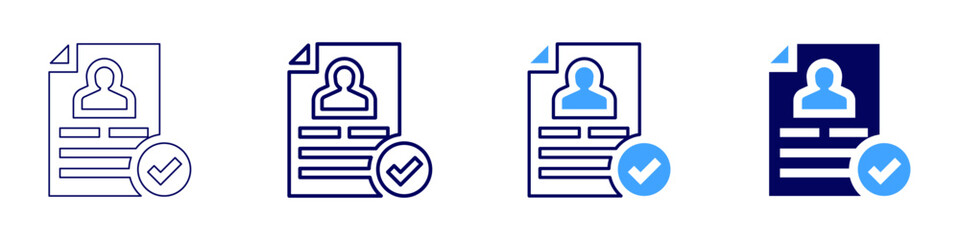 Approval tools icon in 4 different styles. Thin Line, Line, Bold Line, Duotone. Duotone style. Editable stroke
