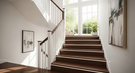 Obraz premium Stairway to Light - A Modern Homes Elegant Ascent.