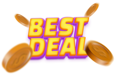 3D text label Best deal with purple yellow graphic template